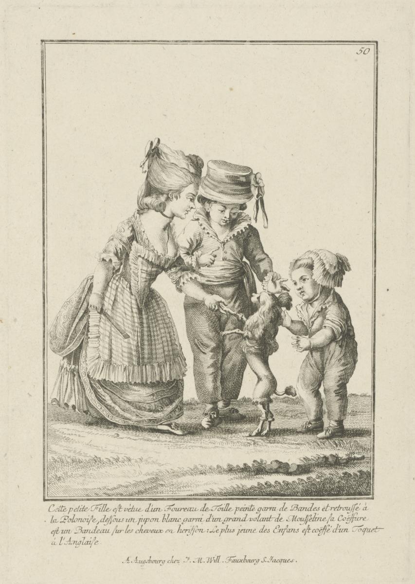 Gallerie des Modes et Costumes Français: Cette petite fille est vétûe d'un Foureau de Toille peinte. hh.191