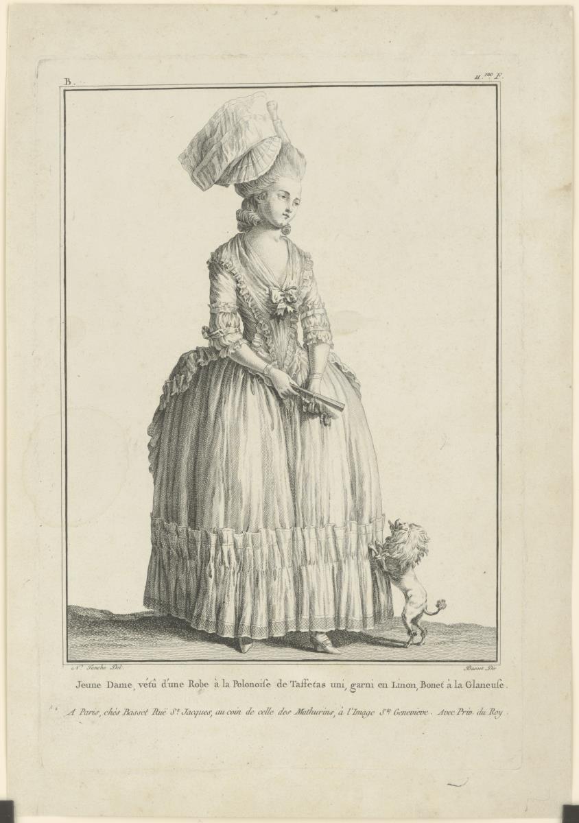Collection d'Habillement Modernes et galants: Jeune Dame, vétu d'une robe à la Polonaise
