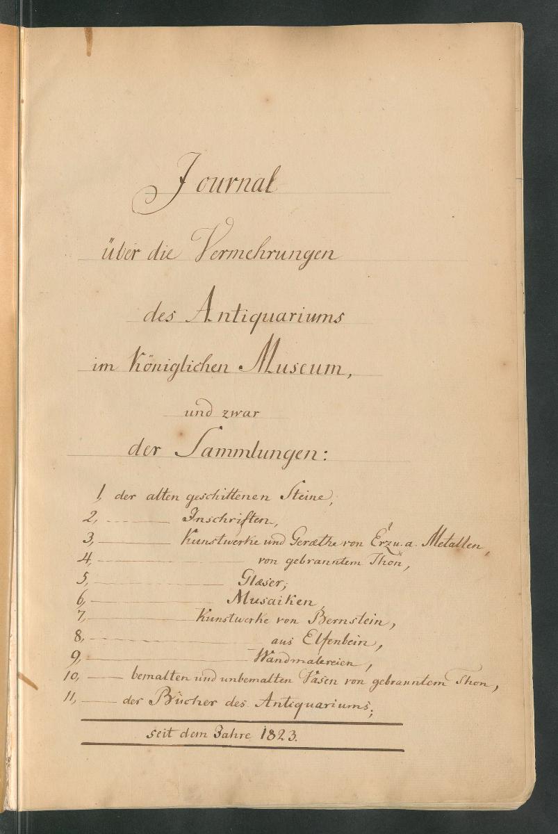 Journal für die Vermehrung des Antiquariums 1823-1851