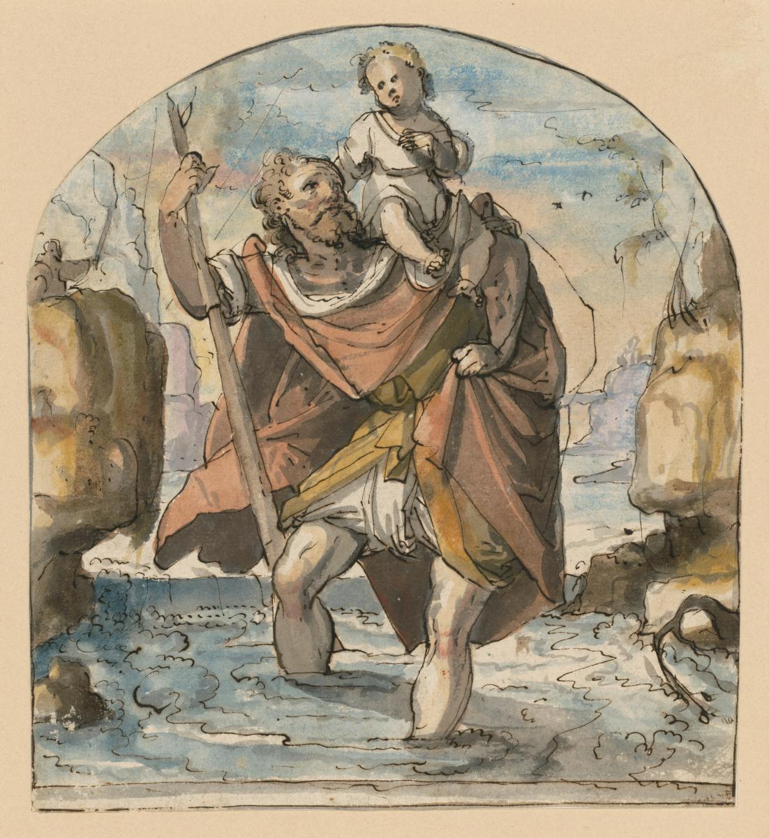 Der hl. Christophorus mit dem Christkind auf der linken Schulter