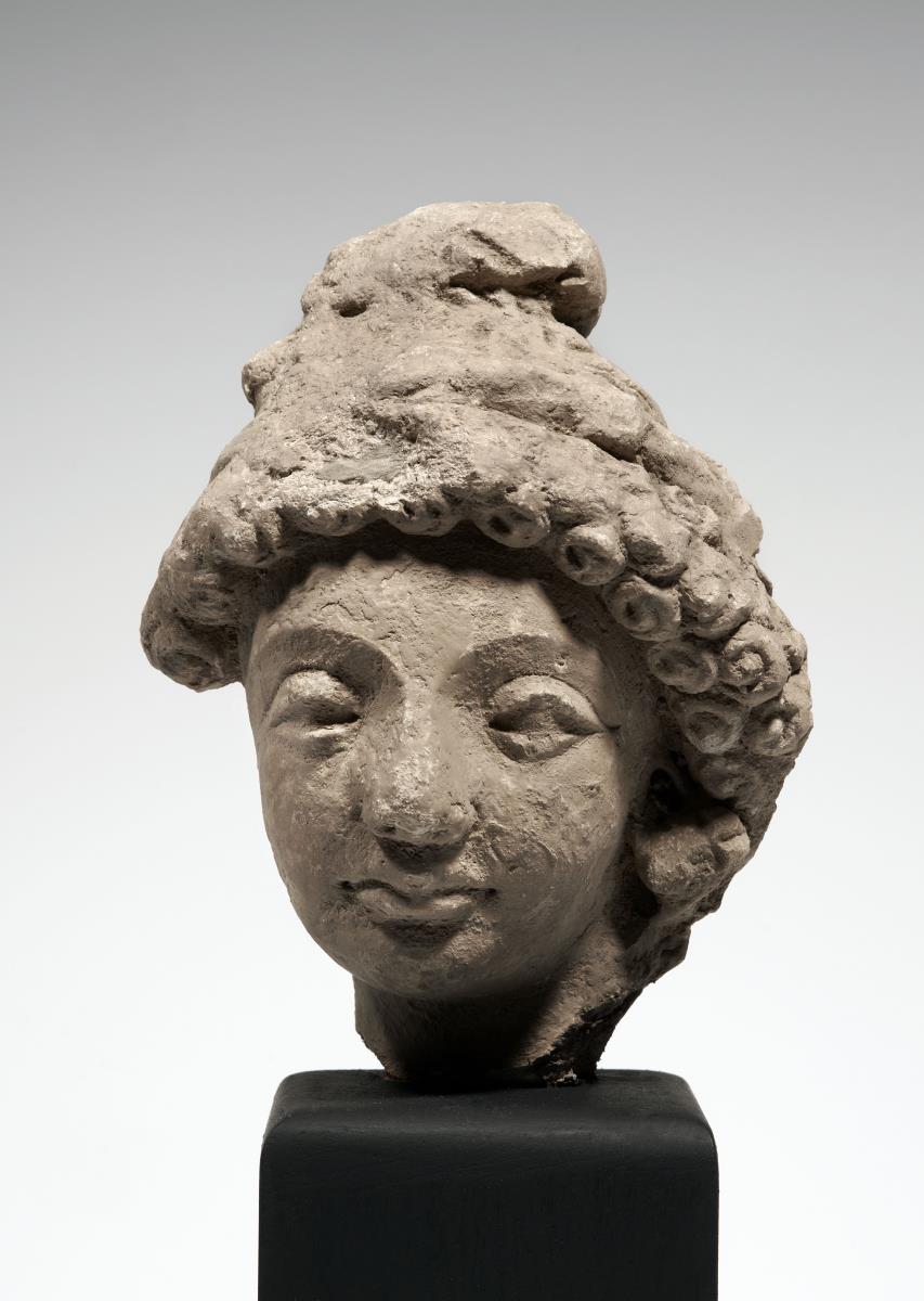 Kopf eines Bodhisattva (?) mit Ringellocken