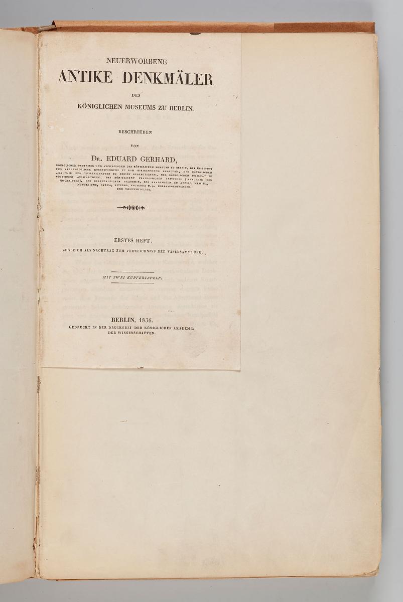 Inventarium der Vasen-Sammlung des K. Antiquariums Band I Nr. 1580 - 2531 begonnen mit Seiten des Katalogs "Antike Denkmäler" 1836 Nr. 1580-2030 , handschriftlich ab Nr. 2031 - 2531 Ende 5.10.1876