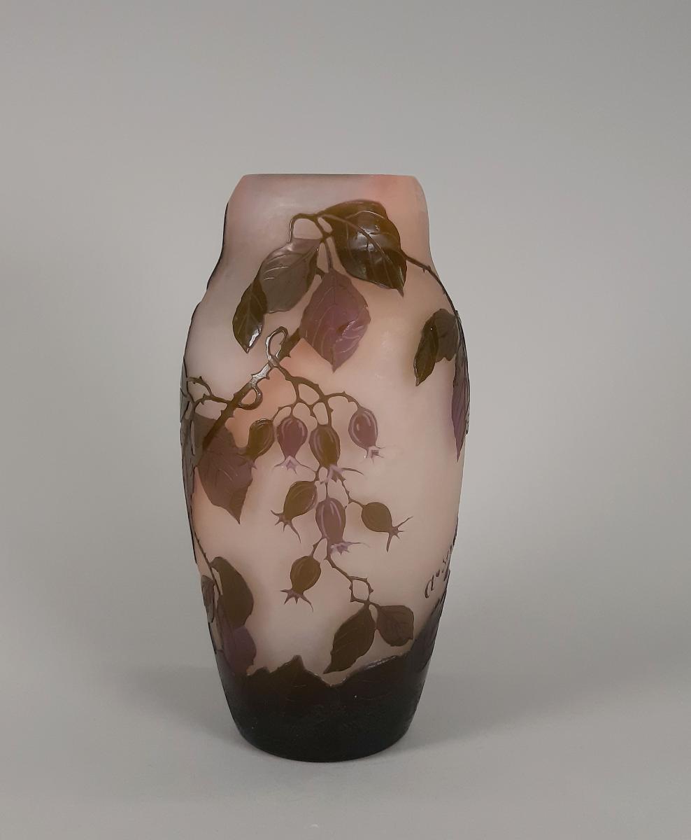 Vase mit Hagebuttenzweigen