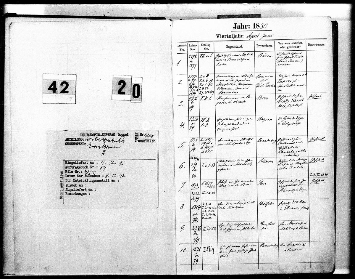 [= Inv II – Archäologisches Inventarium der Vorgeschichtlichen Abteilung 1880 – 1900]