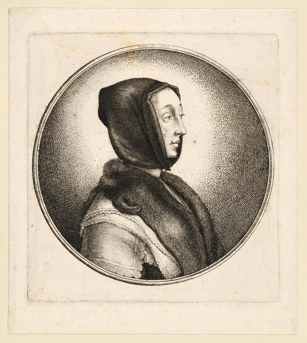 Die Dame mit Regenkappe und Pelzüberwurf