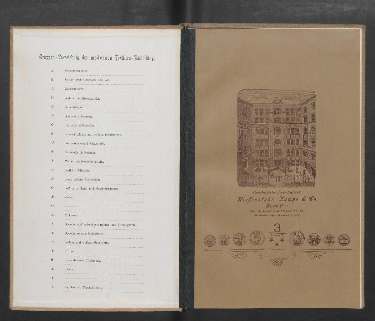 Gruppen-Verzeichnis der modernen Textilien-Sammlung Band F I Gemusterte Sammete.