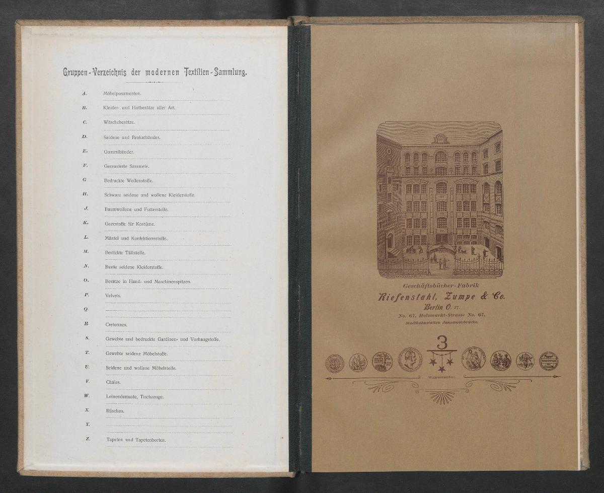 Gruppen-Verzeichnis der modernen Textilien-Sammlung Band N I Bestickte Tüllstoffe.
