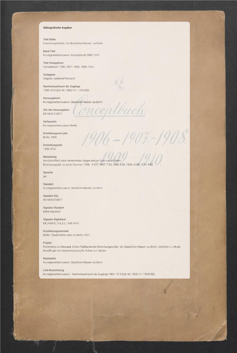 Conceptbuch 1906.-1907.-1908. 1909.-1910.