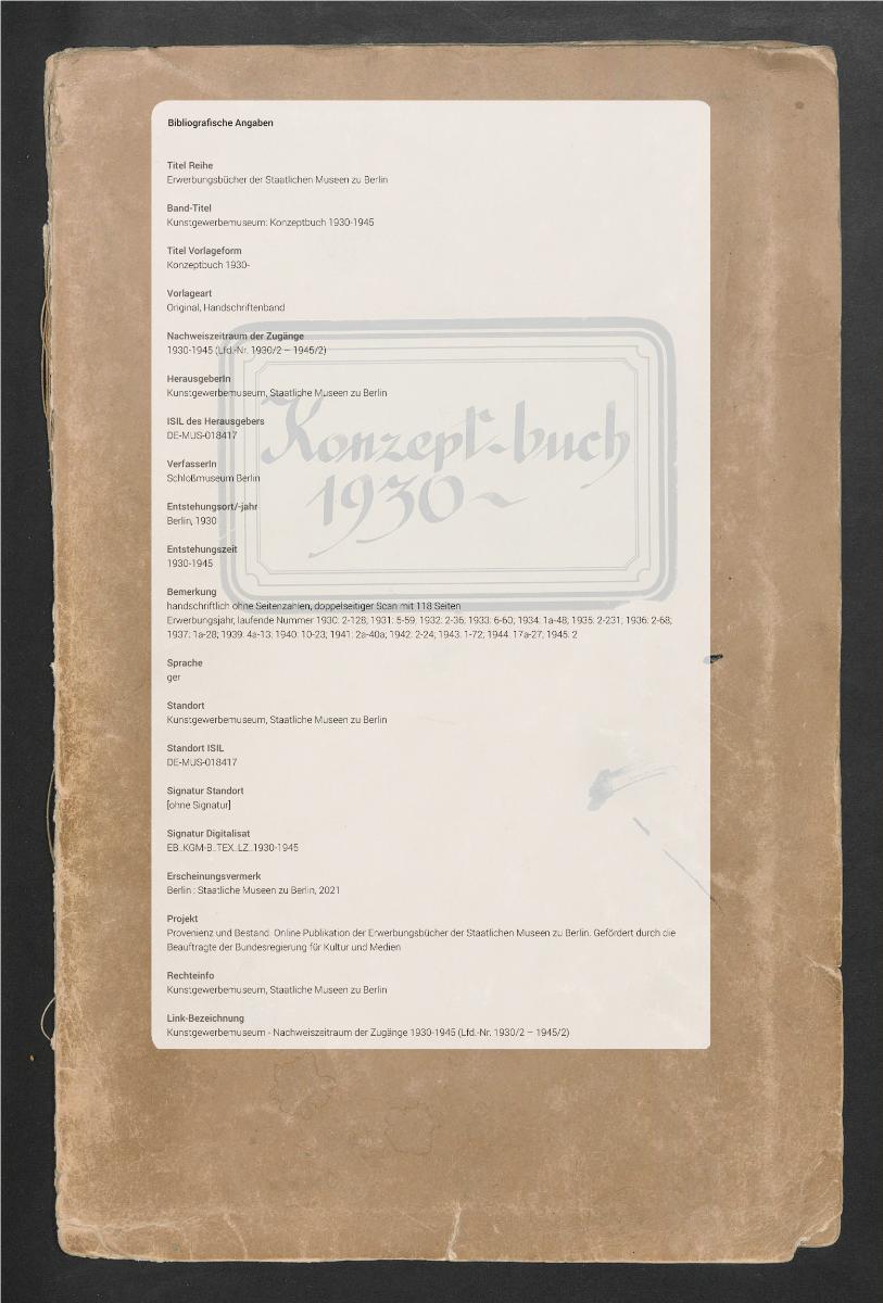 Konzeptbuch 1930-