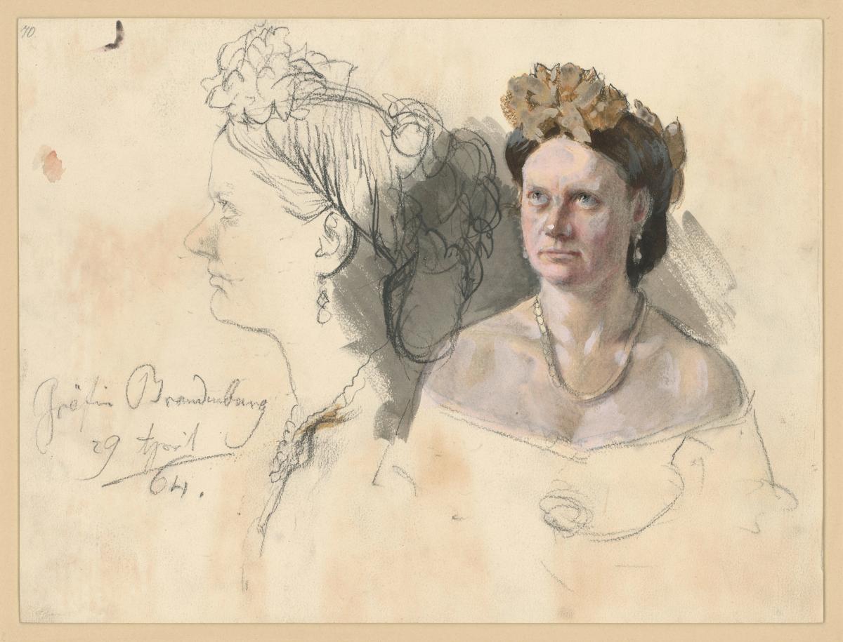 Gräfin Alexandra (Alexandrine) von Brandenburg. Studie zum Gemälde "Krönung Wilhelms I. in Königsberg"