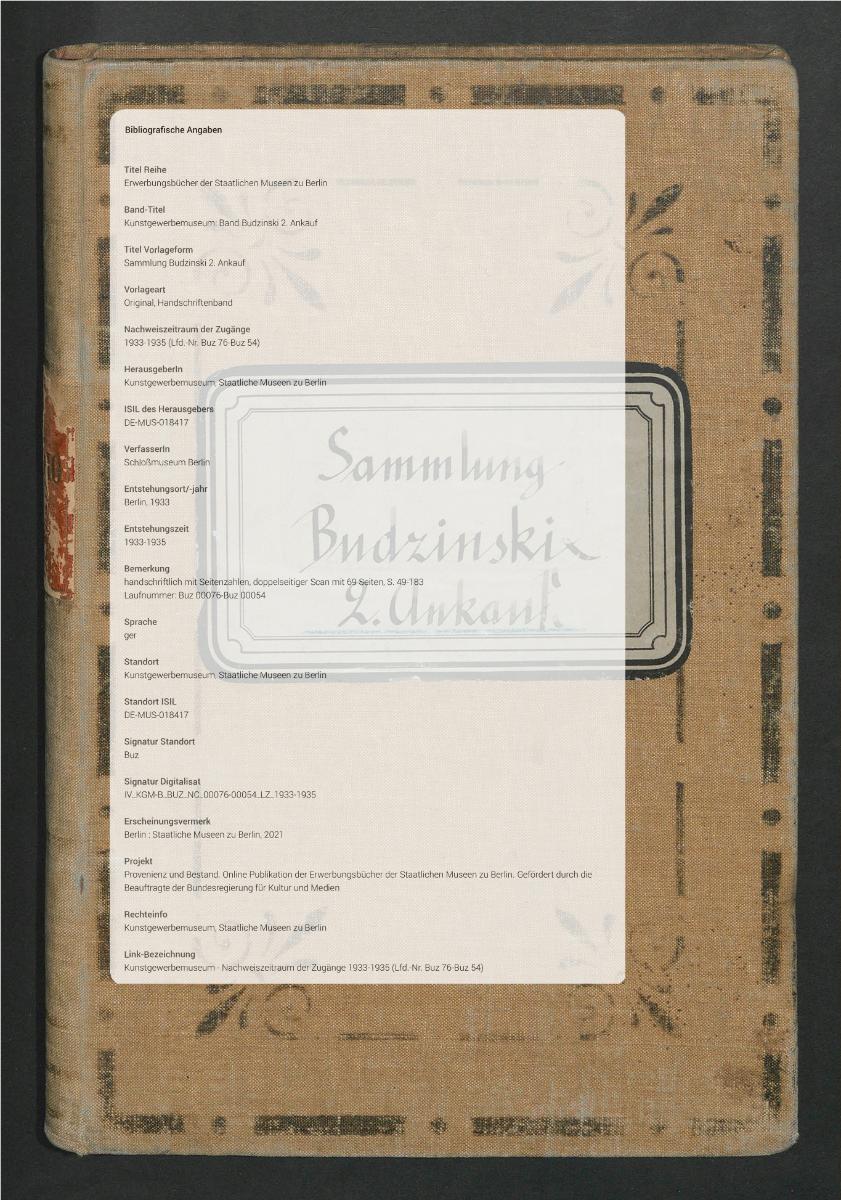Sammlung Budzinski 2. Ankauf