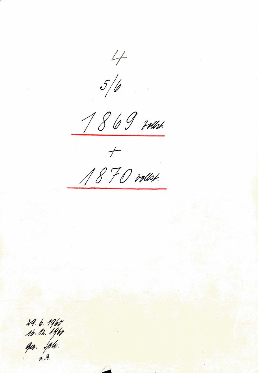 4 5/6 1869 vollst. + 1870 vollst. 29.06.1960 16.12.1960 gez. Sch. [Schönberger, Arno] v.B. [= Erwerbungsjahr 1869: 1303-3282 aus Inventarbuch Sammlung 1867-69; Erwerbungsjahr 1870: 1-526 aus Inventarbuch Sammlung 1870-1873]