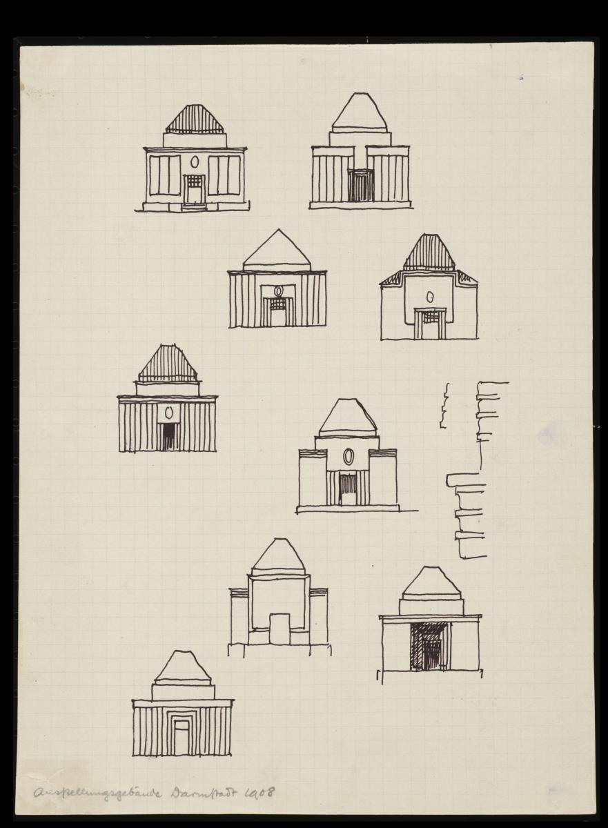 Skizzenblätter: Ausstellungsgebäude Darmstadt