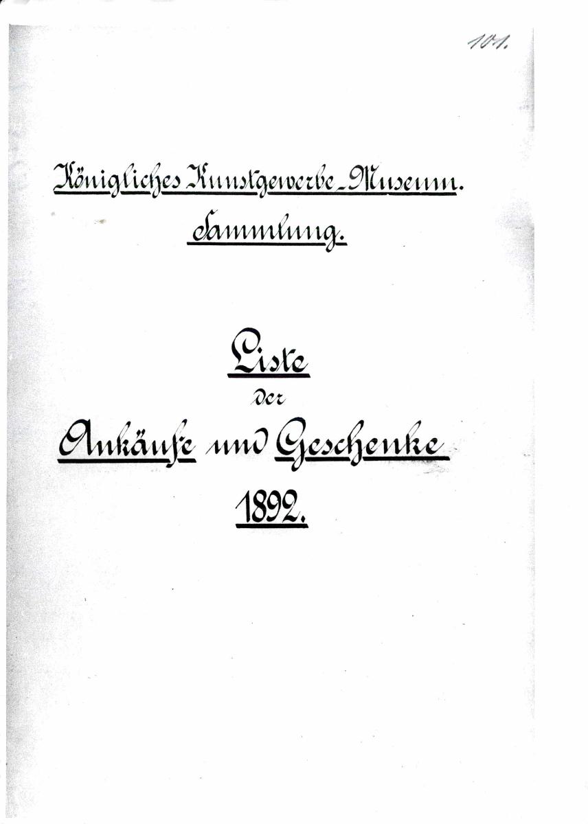 44 51 1892 vollst. 2. April 1960 gez. Sch. [Schönberger, Arno] v.B. [=  Erwerbungsjahr 1892 aus Inventarbuch Sammlung 1891-1892]