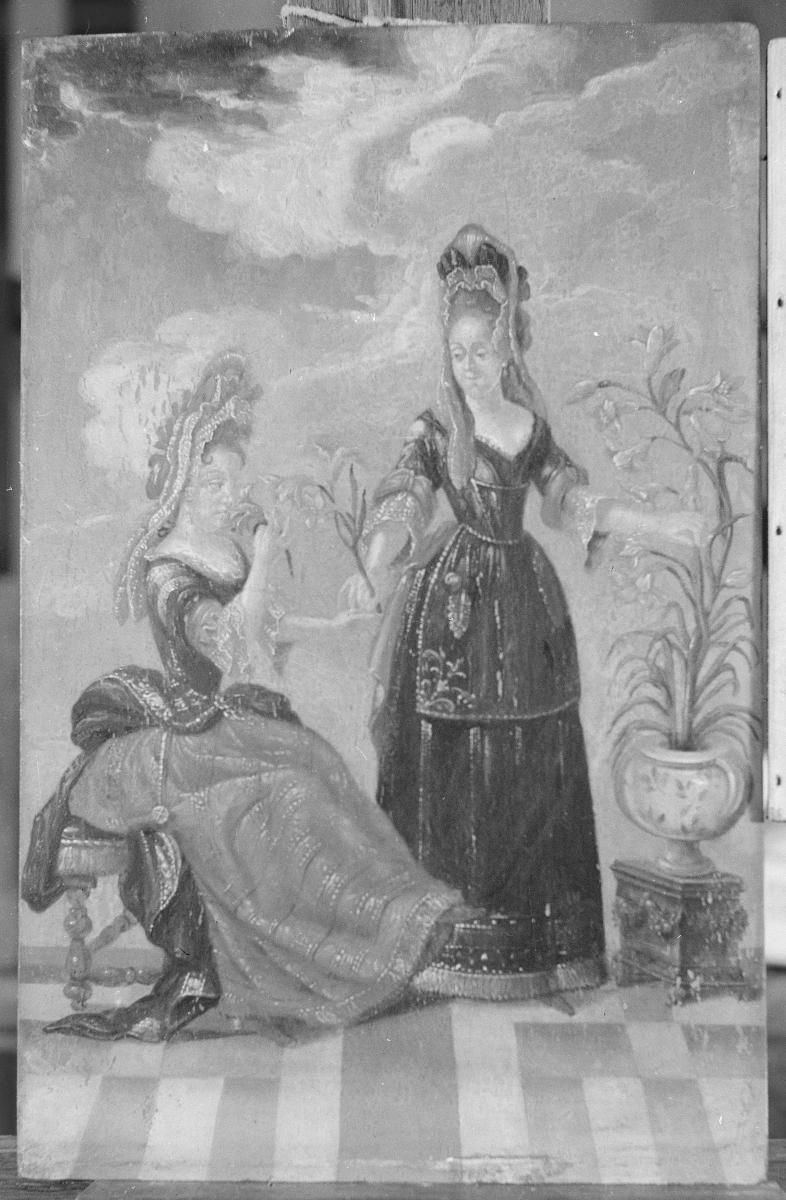 Porträt zweier Frauen in Manteau und Fontange