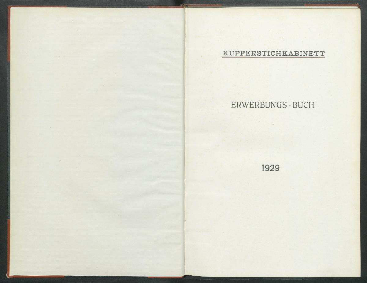 Kupferstichkabinett Erwerbungs- Buch 1929