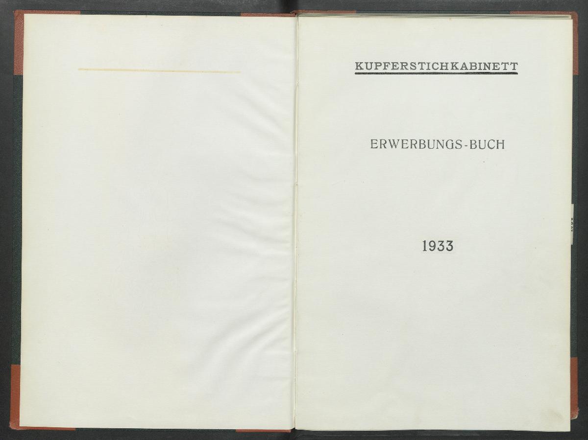 Kupferstichkabinett Erwerbungs- Buch 1933-1934