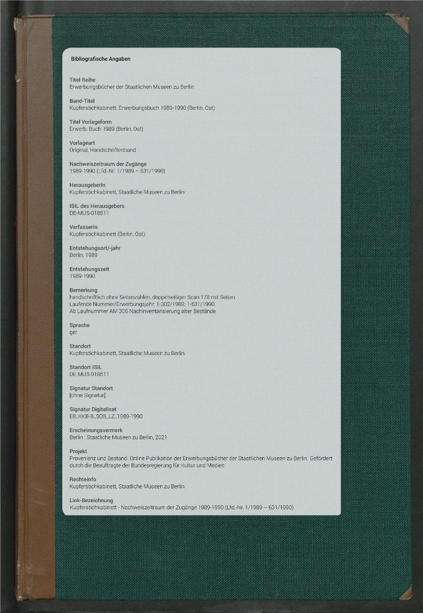 Erwerb. Buch 1989 (Berlin, Ost)