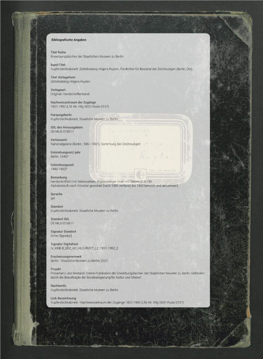 Zettelkatalog Hilgers-Ruyten