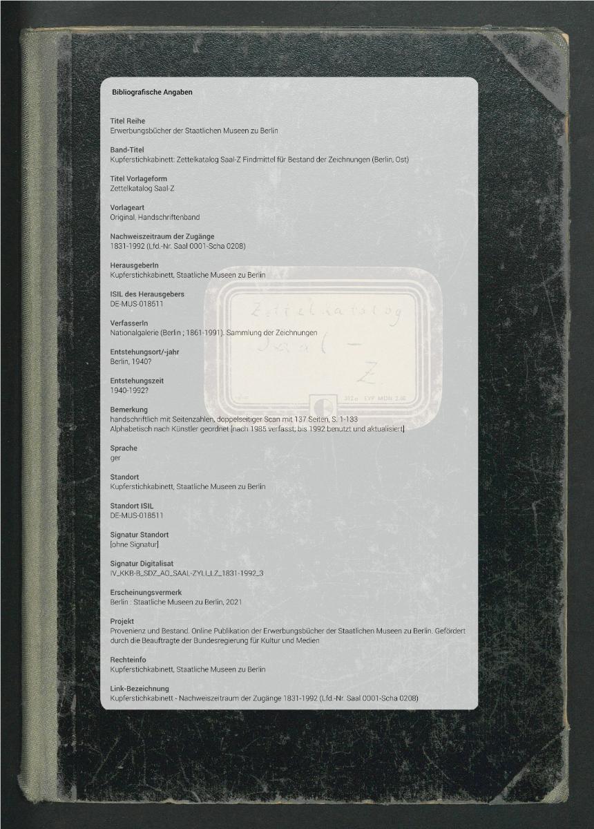 Zettelkatalog Saal-Z