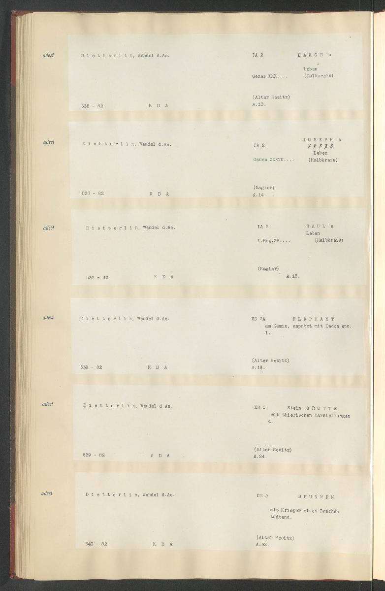 Druckgraphik Inventar Alter Bestand bis 1878 Bd. 82