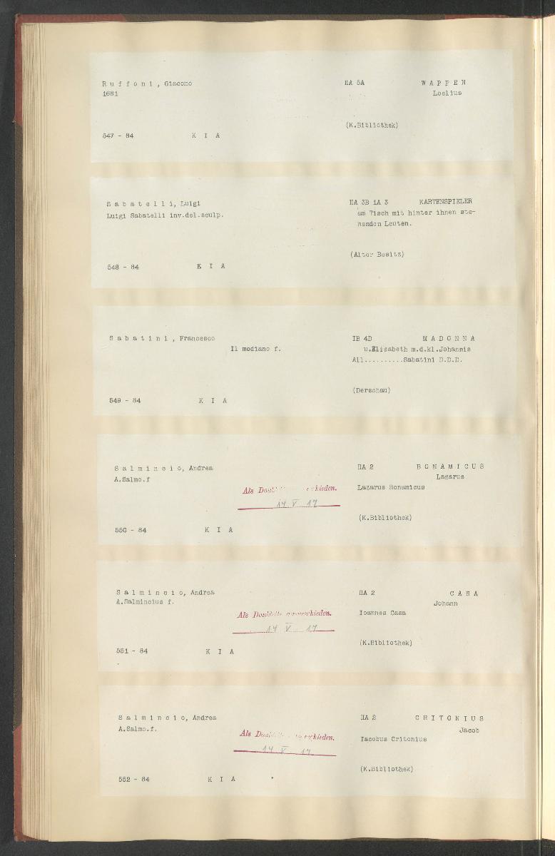 Druckgraphik Inventar Alter Bestand bis 1878 Bd. 84