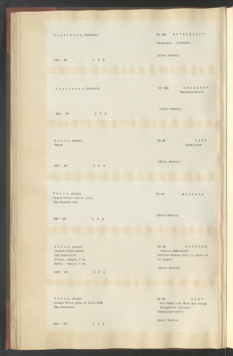 Druckgraphik Inventar Alter Bestand bis 1878 Bd. 86