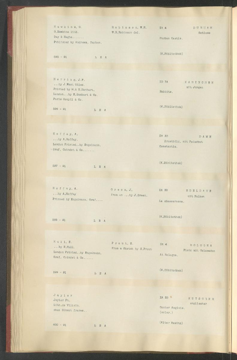 Druckgraphik Inventar Alter Bestand bis 1878 Bd. 91