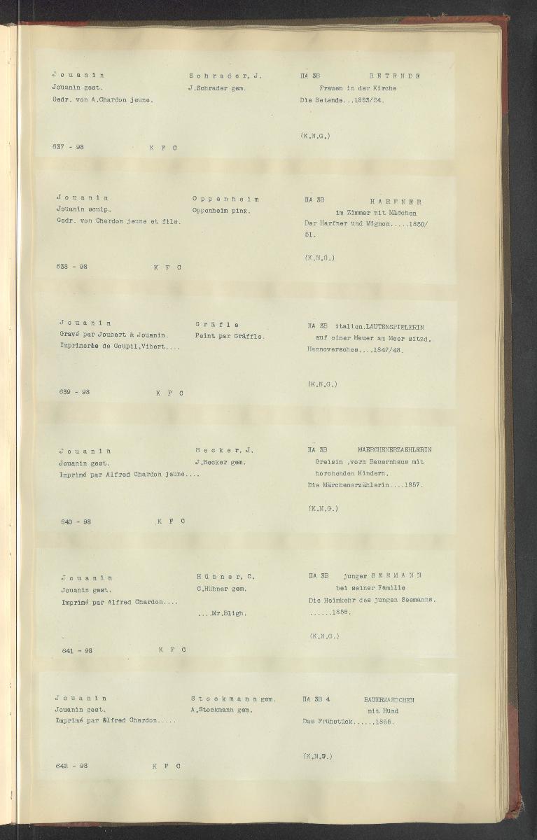 Druckgraphik Inventar Alter Bestand bis 1878 Bd. 98