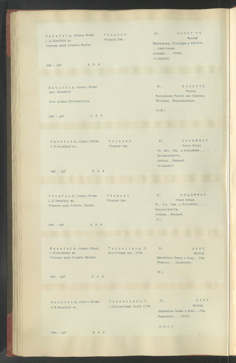 Druckgraphik Inventar Alter Bestand bis 1878 Bd. 107