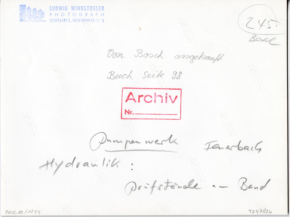 Robert Bosch GmbH, Prüfung von Hydraulikpumpen im Pumpenwerk Feuerbach