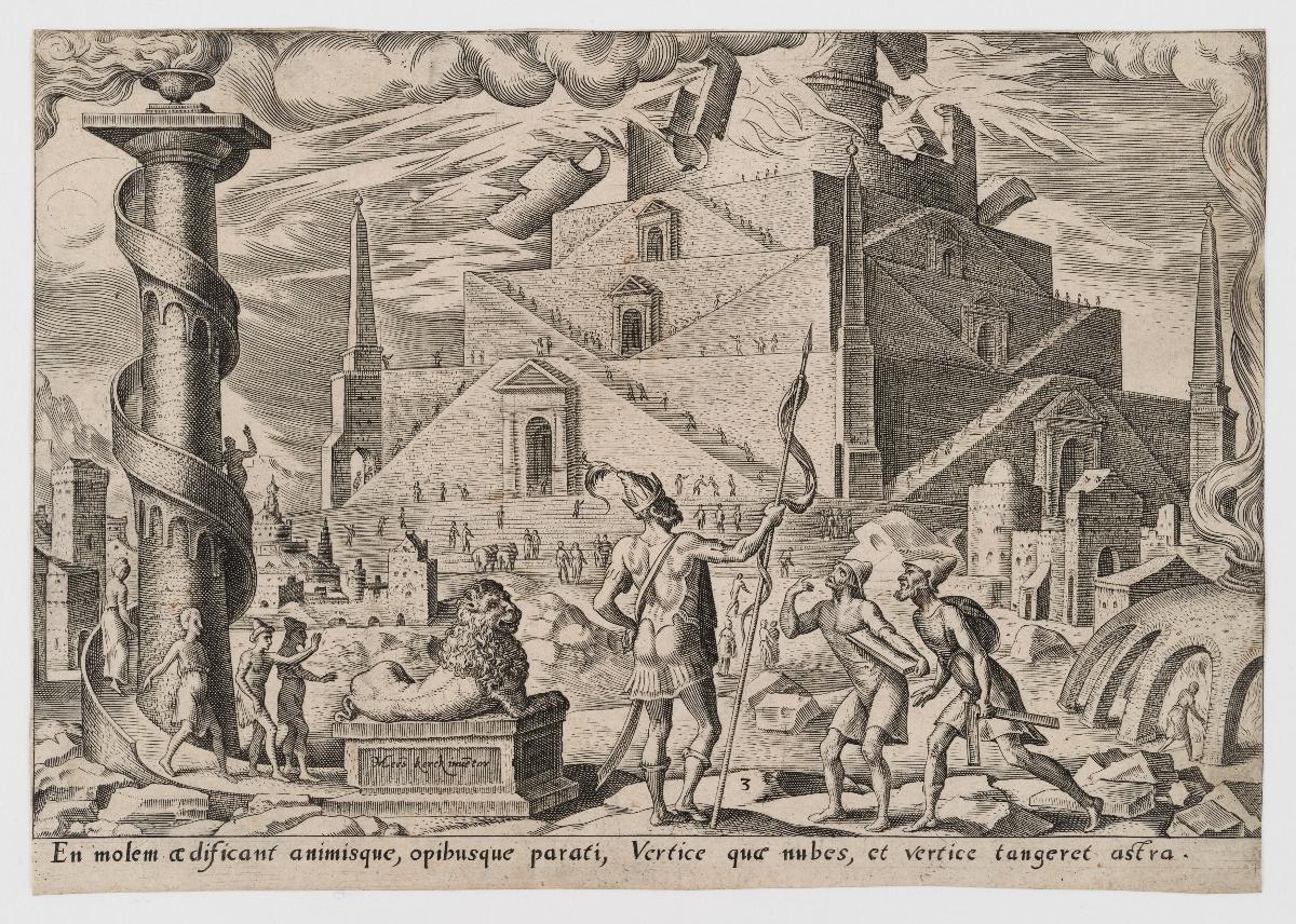 Der Turm zu Babel (Gen 11:4), Blatt 3 aus der Folge "Die Unglücke des jüdischen Volkes"