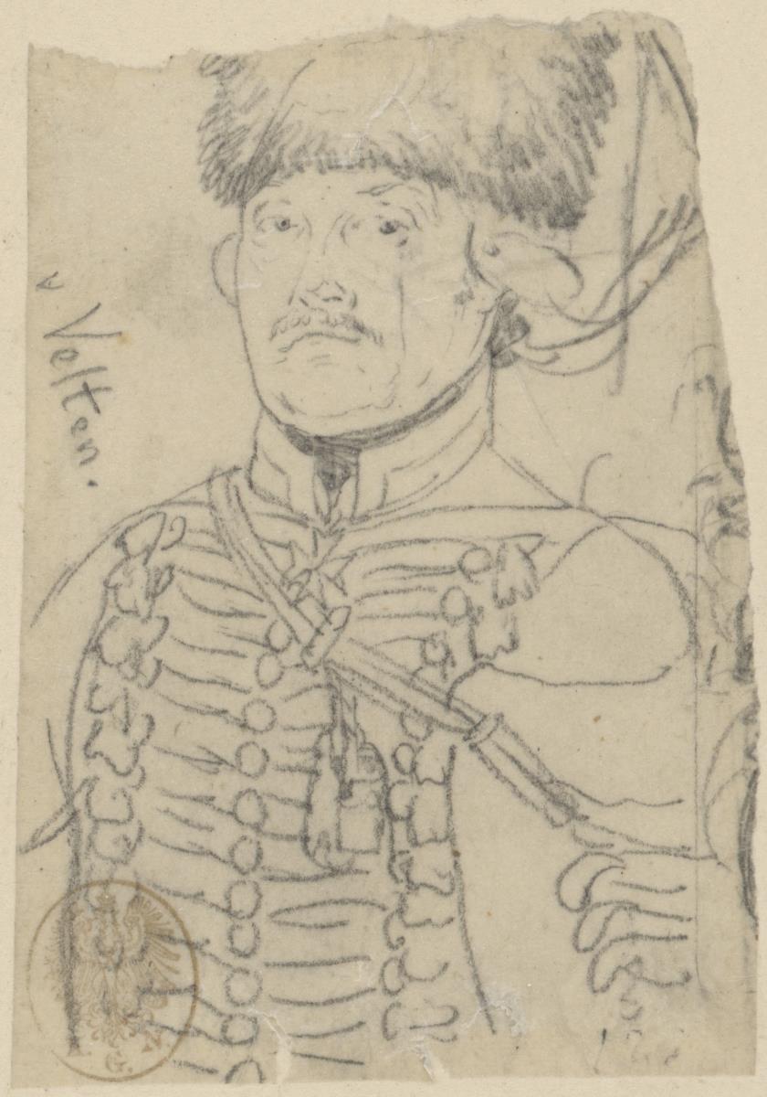 von Velten, Husaren-General. Durchzeichnung