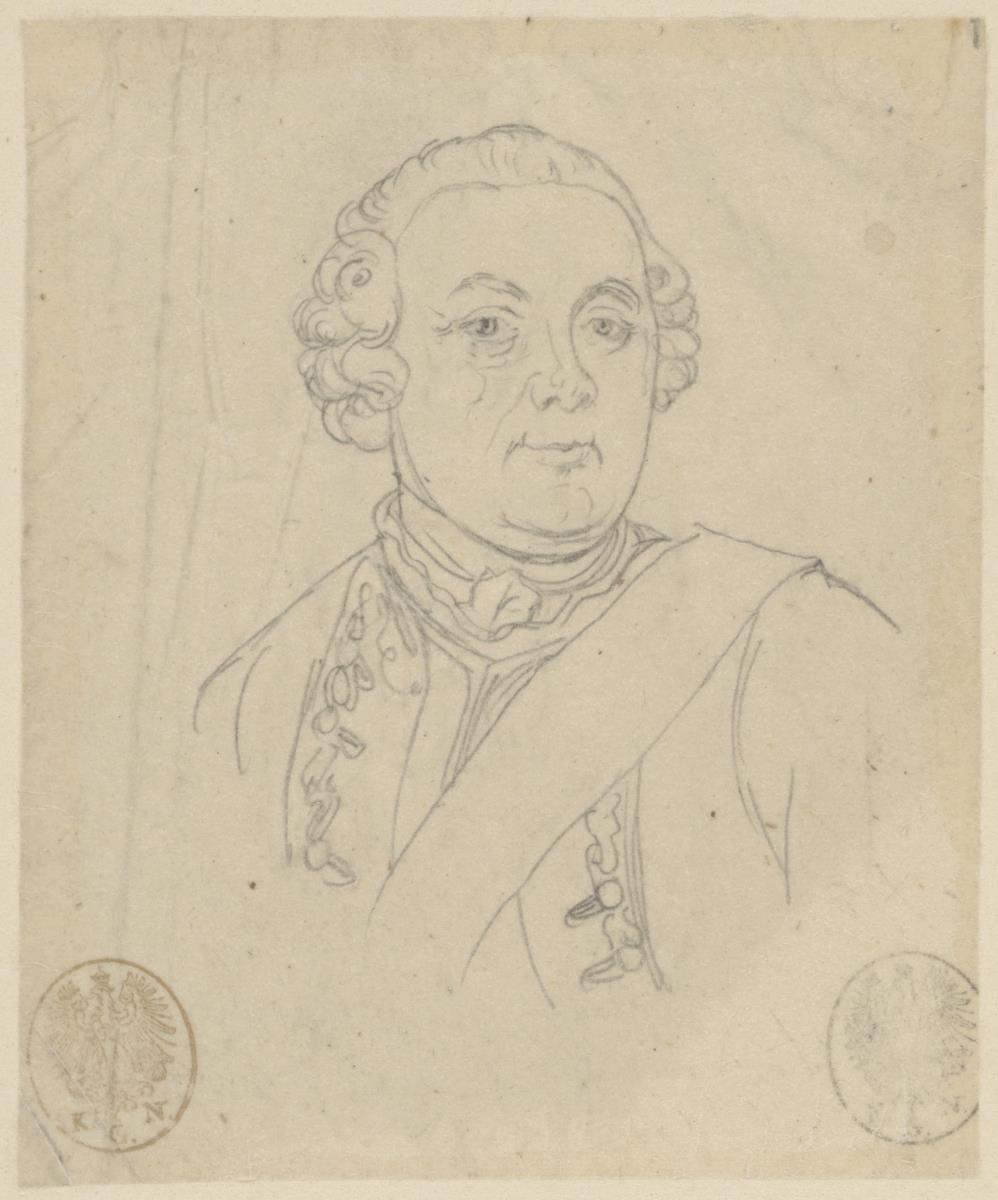 Hans Karl von Winterfeldt, Generalleutnant, Brustbild en face. Durchzeichnung