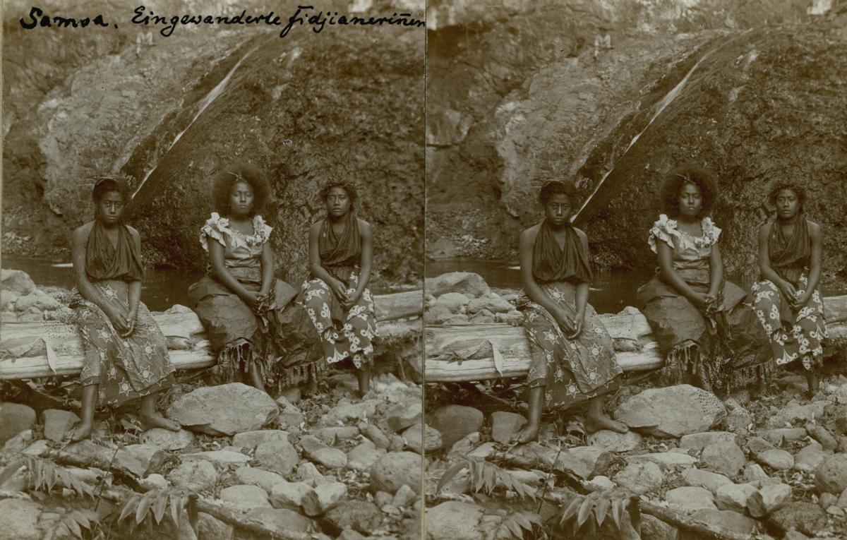 "Eingewanderte Fidjianer am Papaseea , Upolu"