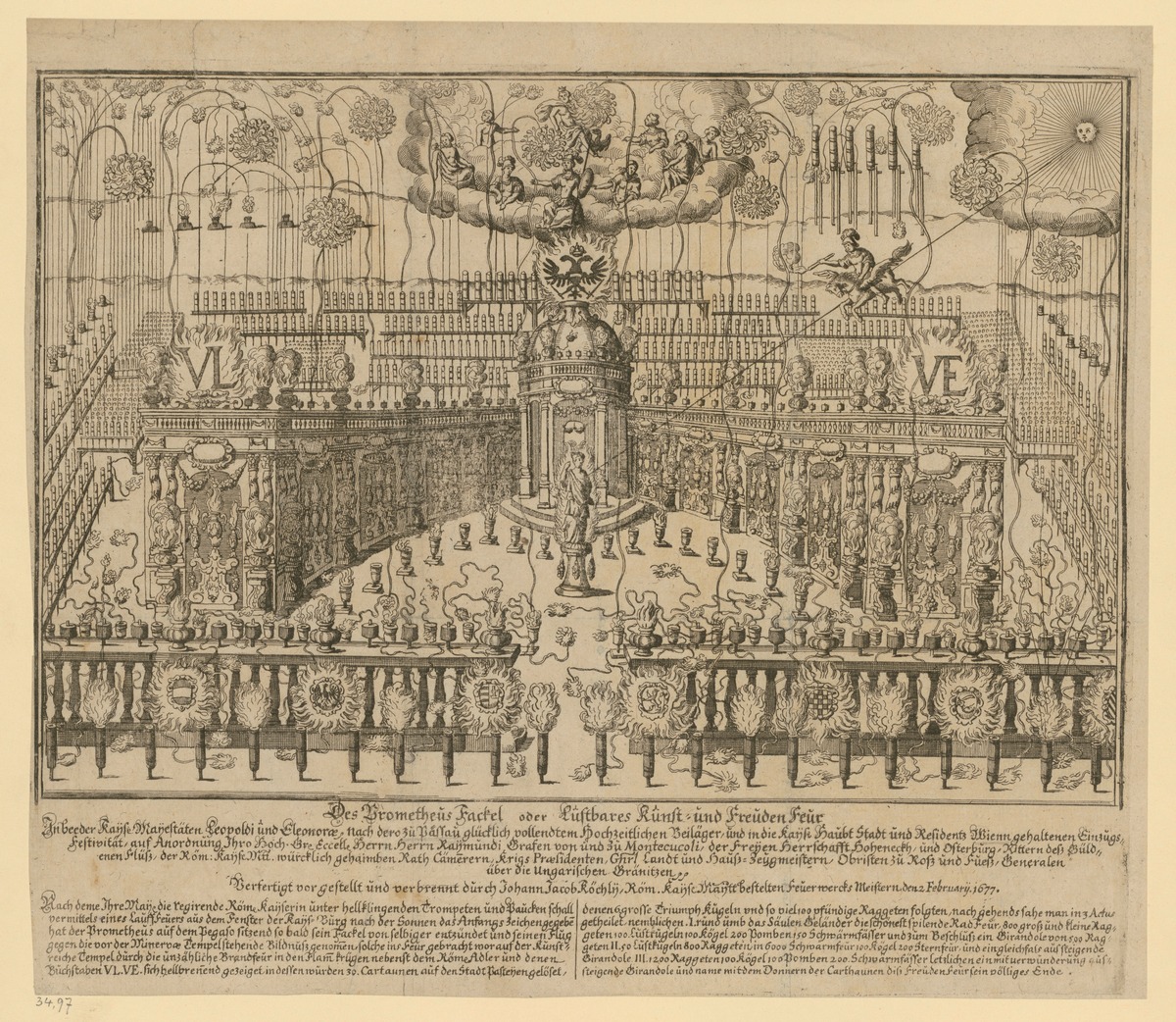 Feuerwerkstheater zur Hochzeit von Leopold I. und Eleonore Magdalene von Pfalz-Neuburg in Wien 1677