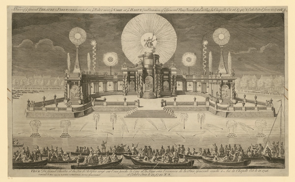 Feuerwerk zum Aachener Frieden in Den Haag 1749