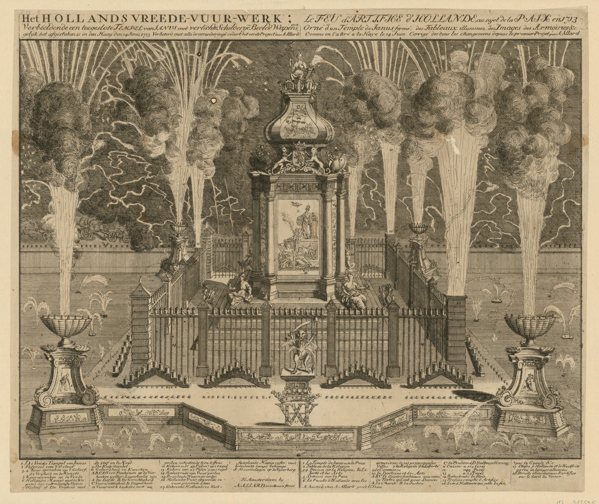 Feuerwerk zum Frieden von Utrecht in Den Haag 1713