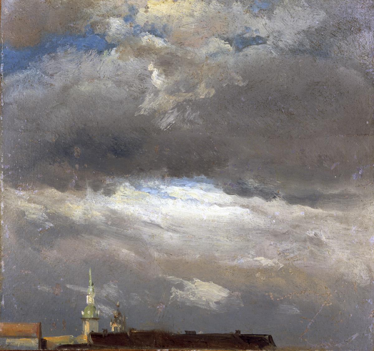 Gewitterwolken über dem Schloßturm von Dresden