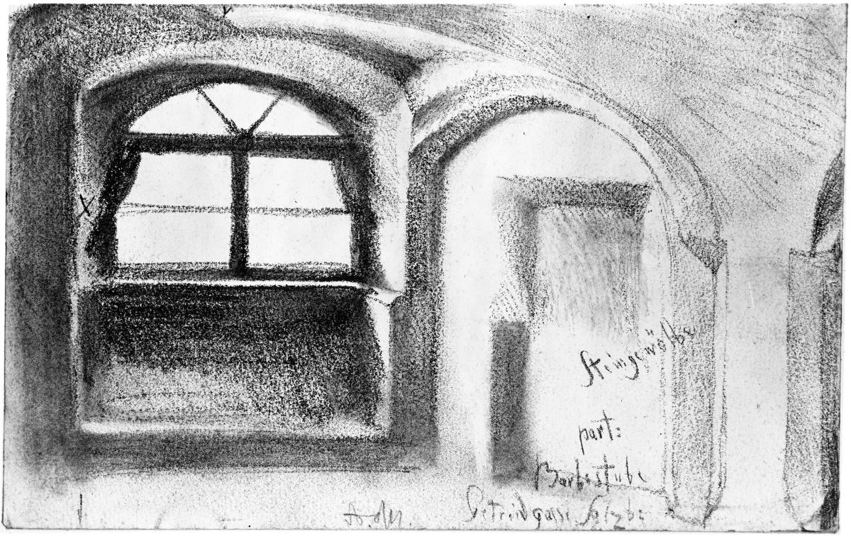 Fensternische der Barbierstube in der Getreidegasse in Salzburg