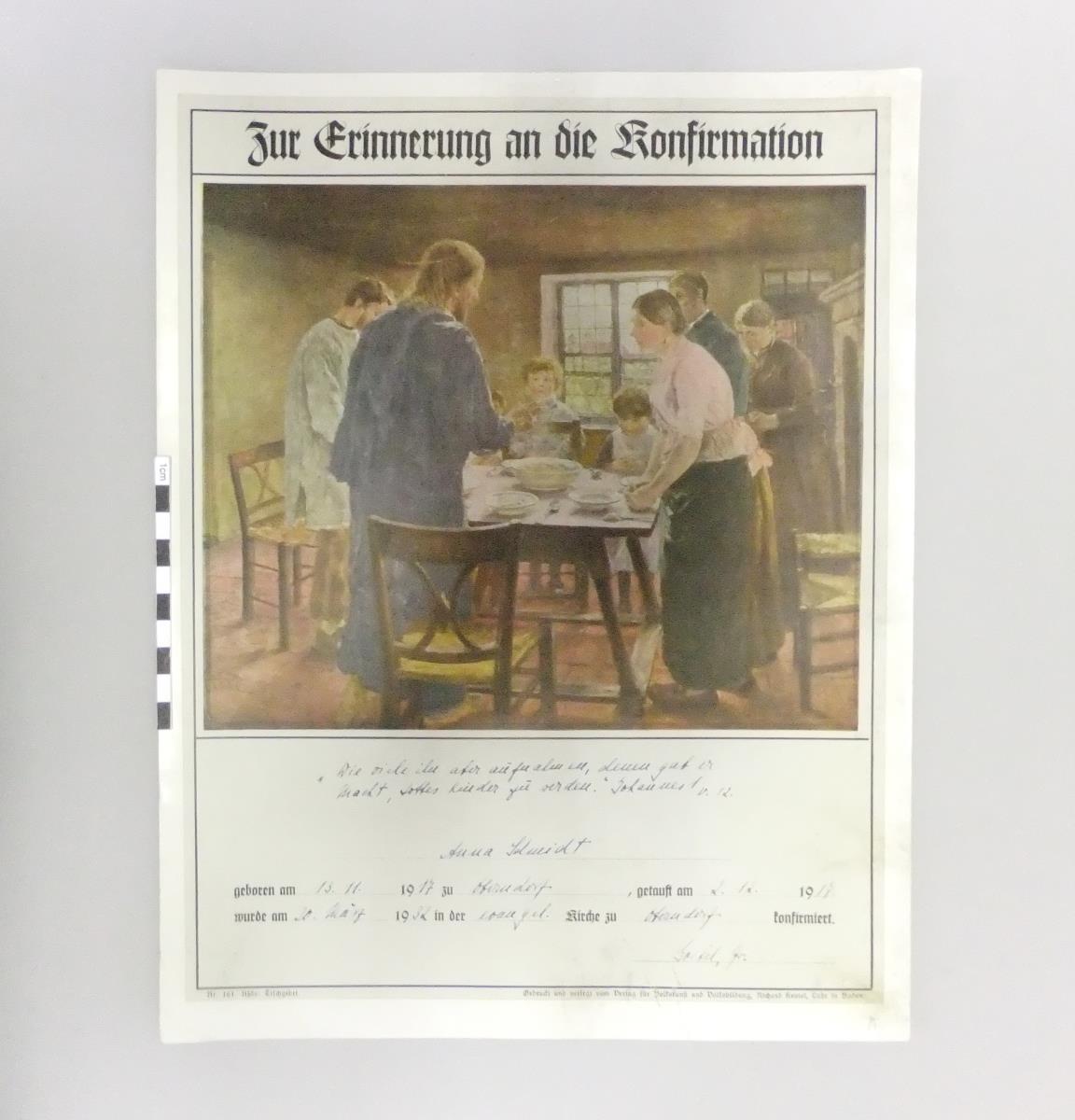Zur Erinnerung an die Konfirmation von Anna Schmidt, Nr. 161