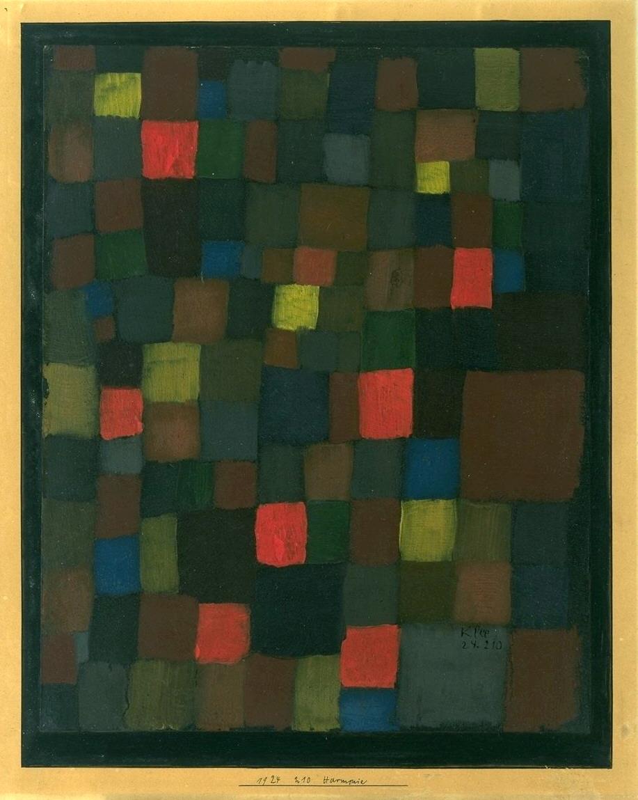 abstracte Farbenharmonie in Vierecken mit zinnoberroten Akzenten