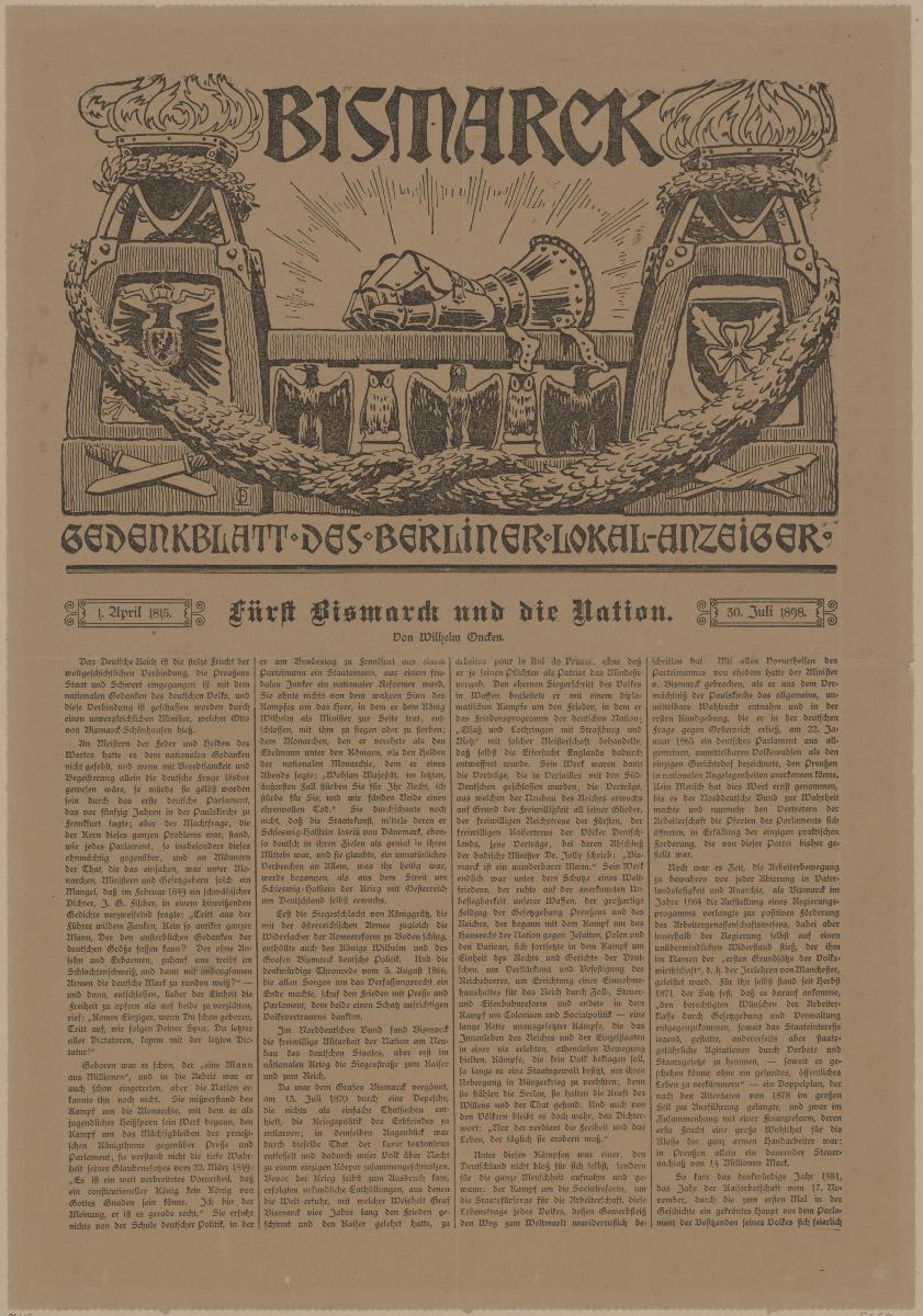 Bismarck Gedenkblatt des Berliner Lokal-Anzeiger