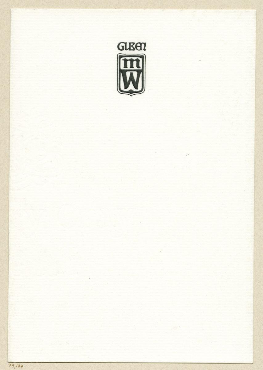 Briefpapier mit Monogramm MW Guben (für Max Wilke)