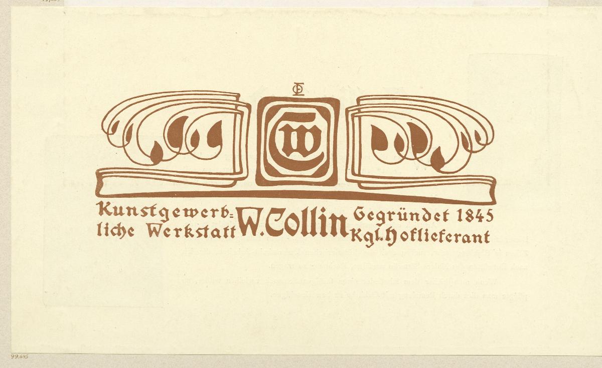 Briefkopf der Kunstgewerblichen Werkstatt W. Collin