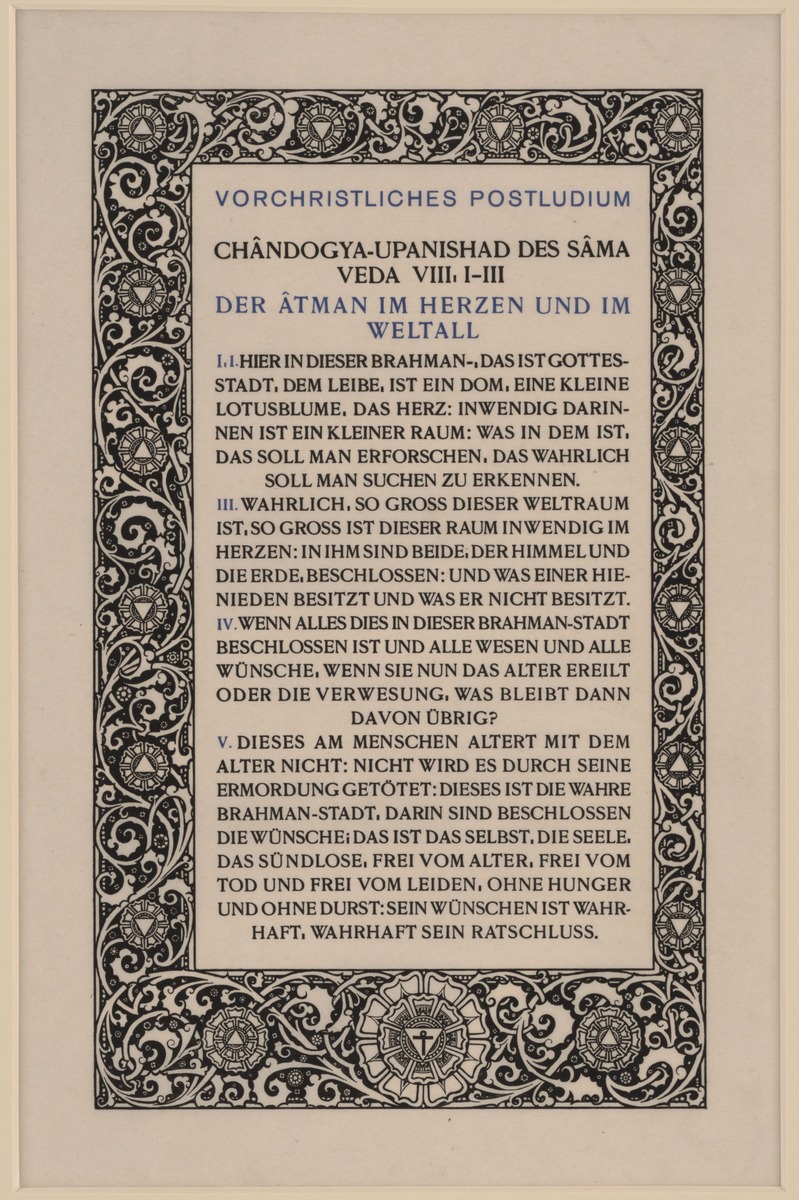 Probedruck des "Vorchristlichen Postludiums" in Thomas von Kempen Die vier Bücher von der Nachfolge Christi