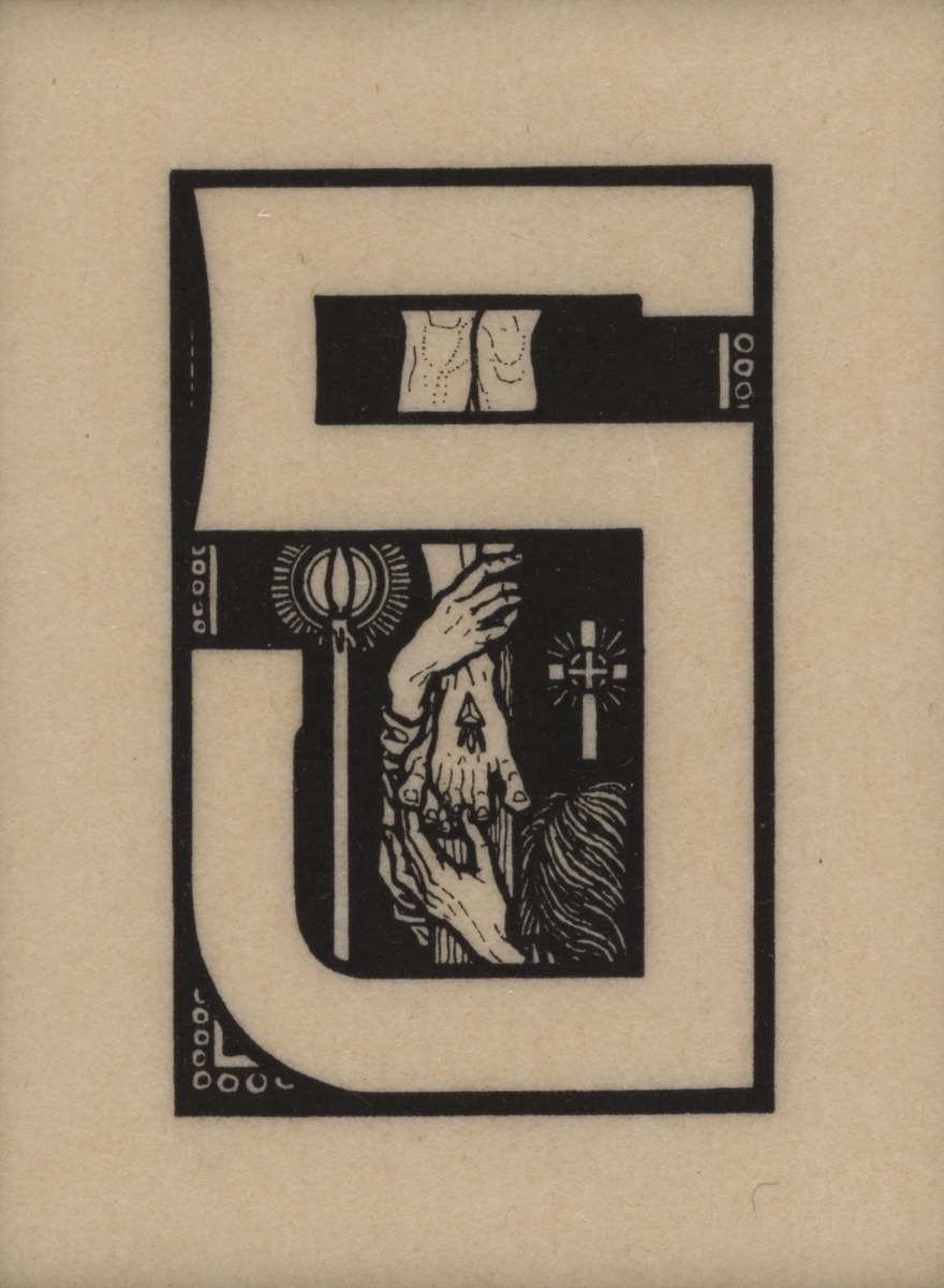 Probedruck der Initiale S in Thomas von Kempen Die vier Bücher von der Nachfolge Christi