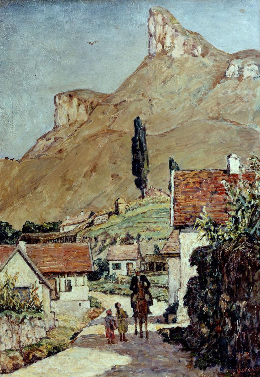 Balkarische Gebirgslandschaft mit Reiter
