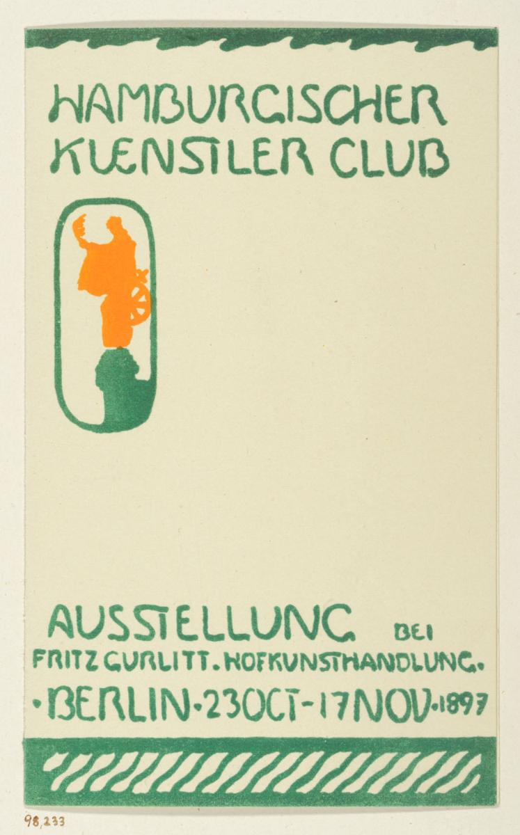 Einladung zur Ausstellung Hamburgischer Künstler Club, Hofkunsthandlung Fritz Gurlitt, Berlin, 23.10.-17.11.1897