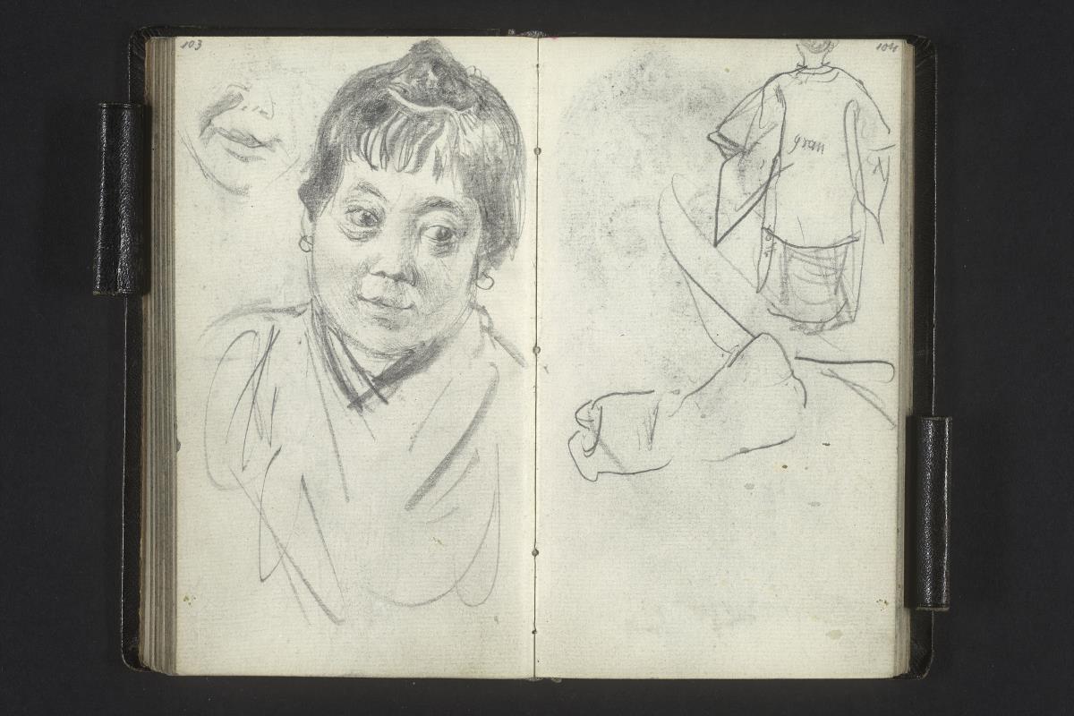 Brustbild einer asiatischen Frau, Figur im Kimono